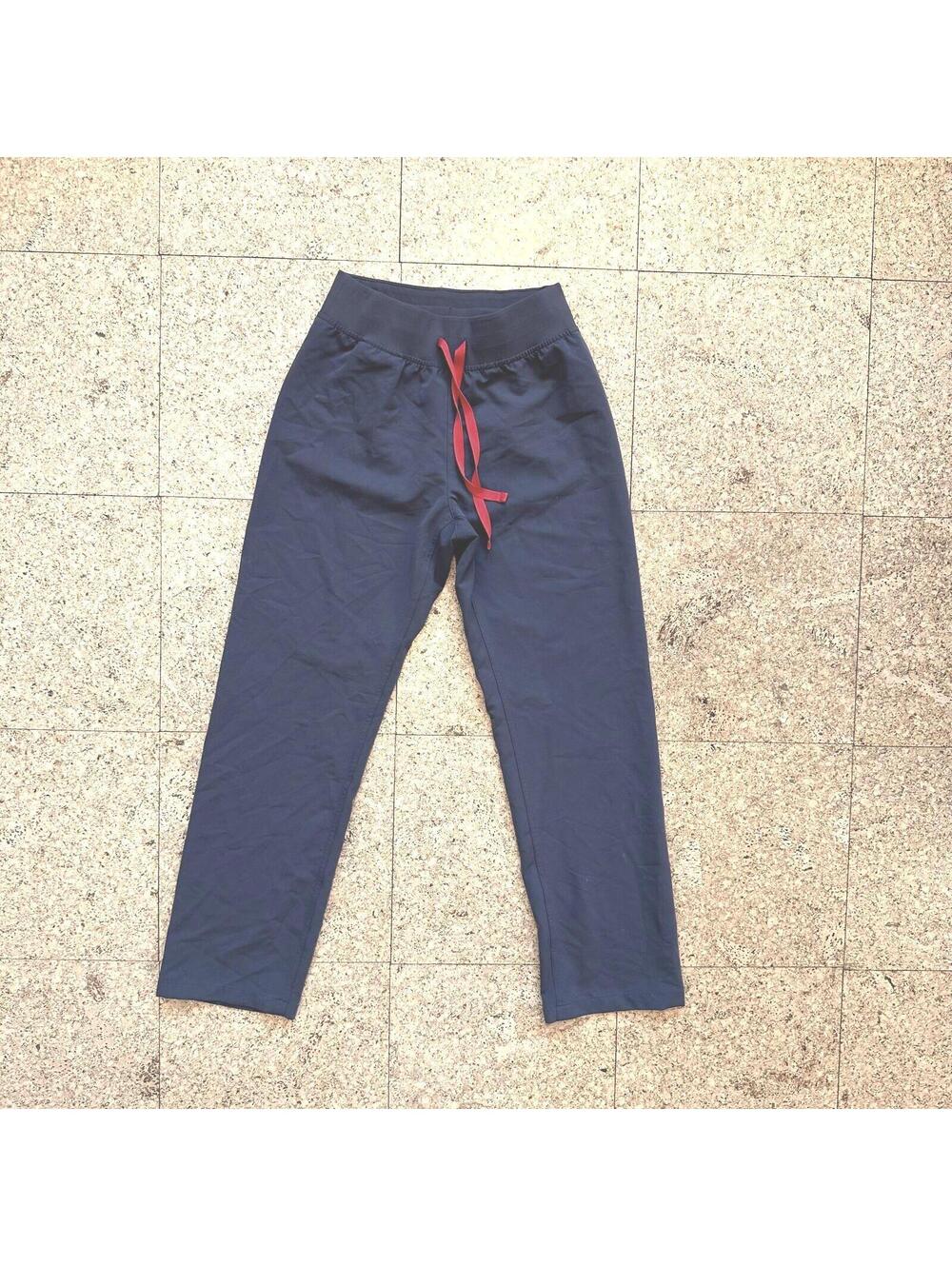 FIGS HW Livingston Scrub Pants Women's XS Petite Gray w/ Red Drawstring Stretch